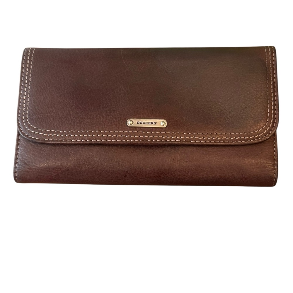 Dockers Dark Brown Leather Clutch Wallet